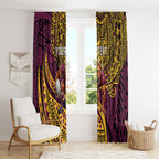 Personalised Brisbane Broncos Window Curtain Polynesian Tribal Art Style With Hammerhead Mascot