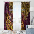 Personalised Brisbane Broncos Window Curtain Polynesian Tribal Art Style With Hammerhead Mascot