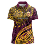 Personalised Brisbane Broncos Women Polo Shirt Polynesian Tribal Art Style With Hammerhead Mascot