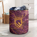 Brisbane Broncos Laundry Basket Gold Marble Pattern With Vibrant Topography Lines