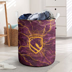 Brisbane Broncos Laundry Basket Gold Marble Pattern With Vibrant Topography Lines