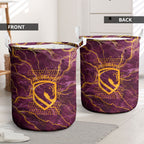 Brisbane Broncos Laundry Basket Gold Marble Pattern With Vibrant Topography Lines