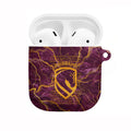 Brisbane Broncos AirPods Case Gold Marble Pattern With Vibrant Topography Lines
