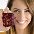 Brisbane Broncos AirPods Case Gold Marble Pattern With Vibrant Topography Lines