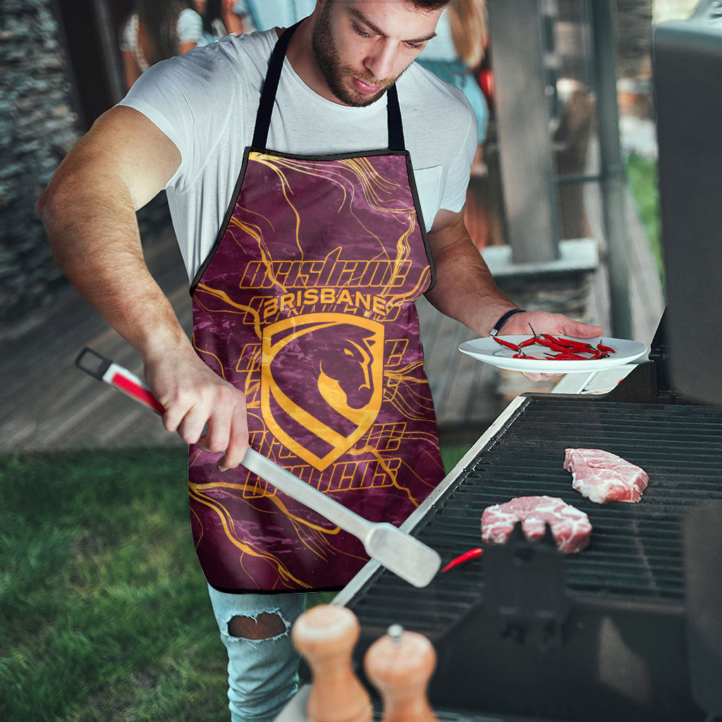 Brisbane Broncos Apron Gold Marble Pattern With Vibrant Topography Lines