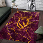 Brisbane Broncos Area Rug Gold Marble Pattern With Vibrant Topography Lines