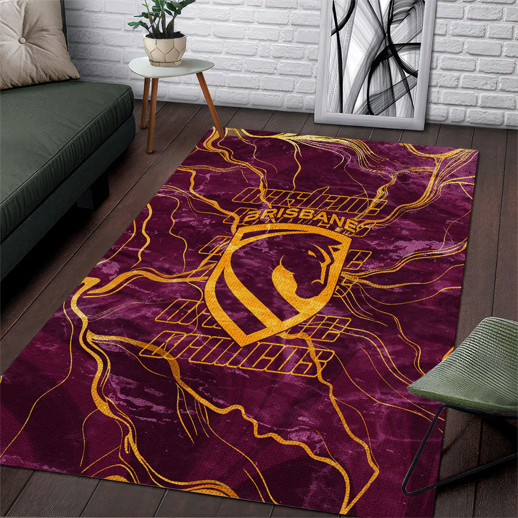 Brisbane Broncos Area Rug Gold Marble Pattern With Vibrant Topography Lines