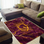 Brisbane Broncos Area Rug Gold Marble Pattern With Vibrant Topography Lines