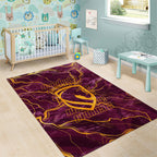 Brisbane Broncos Area Rug Gold Marble Pattern With Vibrant Topography Lines