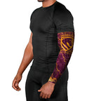 Brisbane Broncos Arm Sleeves Gold Marble Pattern With Vibrant Topography Lines