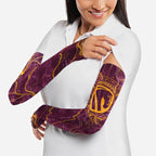 Brisbane Broncos Arm Sleeves Gold Marble Pattern With Vibrant Topography Lines