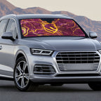 Brisbane Broncos Auto Sun Shade Gold Marble Pattern With Vibrant Topography Lines