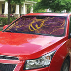 Brisbane Broncos Auto Sun Shade Gold Marble Pattern With Vibrant Topography Lines
