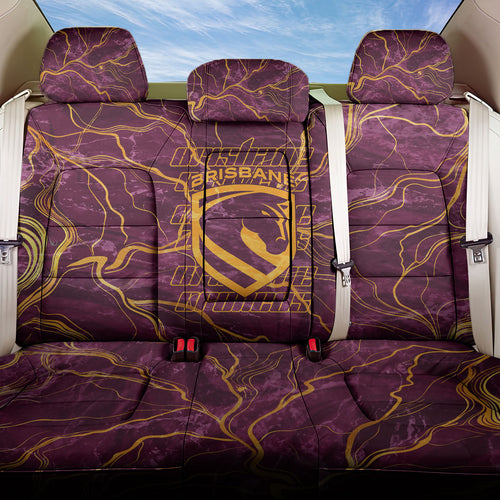 Brisbane Broncos Back Car Seat Cover Gold Marble Pattern With Vibrant Topography Lines