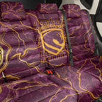 Brisbane Broncos Back Car Seat Cover Gold Marble Pattern With Vibrant Topography Lines