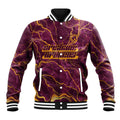 Brisbane Broncos Baseball Jacket Gold Marble Pattern With Vibrant Topography Lines