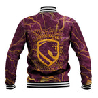 Brisbane Broncos Baseball Jacket Gold Marble Pattern With Vibrant Topography Lines