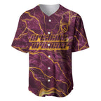 Brisbane Broncos Baseball Jersey Gold Marble Pattern With Vibrant Topography Lines