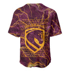 Brisbane Broncos Baseball Jersey Gold Marble Pattern With Vibrant Topography Lines