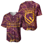 Brisbane Broncos Baseball Jersey Gold Marble Pattern With Vibrant Topography Lines