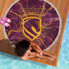 Brisbane Broncos Beach Blanket Gold Marble Pattern With Vibrant Topography Lines