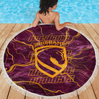 Brisbane Broncos Beach Blanket Gold Marble Pattern With Vibrant Topography Lines