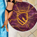Brisbane Broncos Beach Blanket Gold Marble Pattern With Vibrant Topography Lines