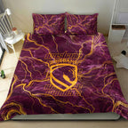 Brisbane Broncos Bedding Set Gold Marble Pattern With Vibrant Topography Lines