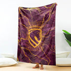 Brisbane Broncos Blanket Gold Marble Pattern With Vibrant Topography Lines