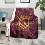 Brisbane Broncos Blanket Gold Marble Pattern With Vibrant Topography Lines
