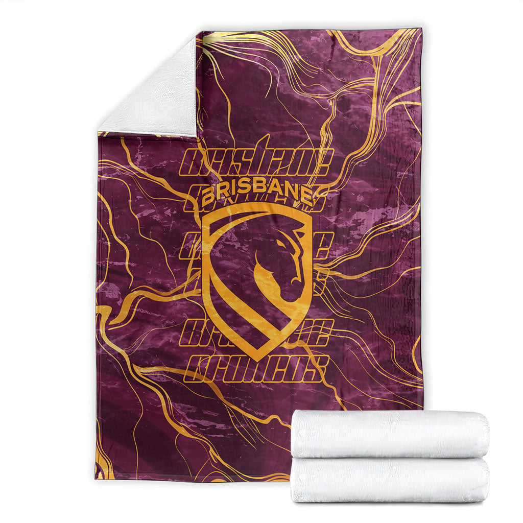 Brisbane Broncos Blanket Gold Marble Pattern With Vibrant Topography Lines