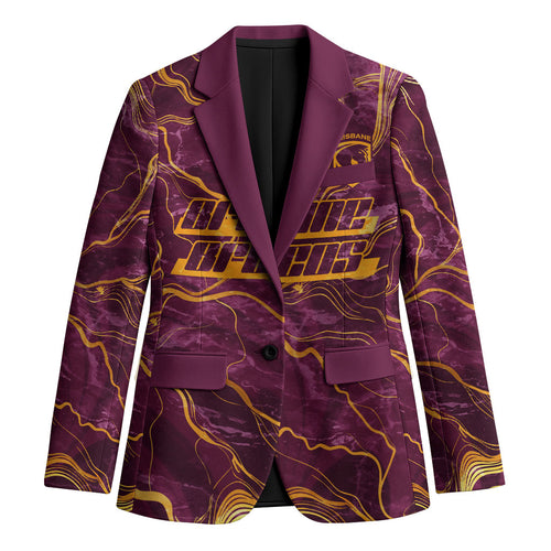 Brisbane Broncos Blazer Gold Marble Pattern With Vibrant Topography Lines