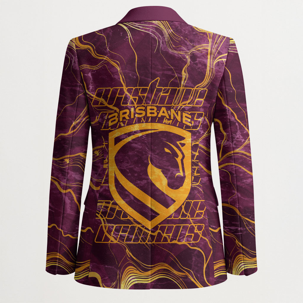 Brisbane Broncos Blazer Gold Marble Pattern With Vibrant Topography Lines