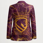 Brisbane Broncos Blazer Gold Marble Pattern With Vibrant Topography Lines