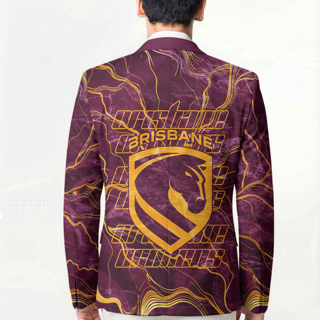 Brisbane Broncos Blazer Gold Marble Pattern With Vibrant Topography Lines