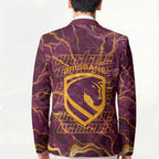 Brisbane Broncos Blazer Gold Marble Pattern With Vibrant Topography Lines