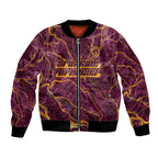Brisbane Broncos Bomber Jacket Gold Marble Pattern With Vibrant Topography Lines