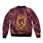 Brisbane Broncos Bomber Jacket Gold Marble Pattern With Vibrant Topography Lines
