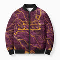 Brisbane Broncos Bomber Puffer Jacket Gold Marble Pattern With Vibrant Topography Lines