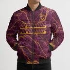 Brisbane Broncos Bomber Puffer Jacket Gold Marble Pattern With Vibrant Topography Lines