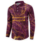 Brisbane Broncos Button Sweatshirt Gold Marble Pattern With Vibrant Topography Lines