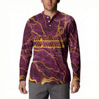 Brisbane Broncos Button Sweatshirt Gold Marble Pattern With Vibrant Topography Lines