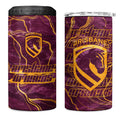 Brisbane Broncos 4 in 1 Can Cooler Tumbler Gold Marble Pattern With Vibrant Topography Lines