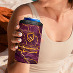 Brisbane Broncos 4 in 1 Can Cooler Tumbler Gold Marble Pattern With Vibrant Topography Lines