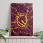 Brisbane Broncos Canvas Wall Art Gold Marble Pattern With Vibrant Topography Lines
