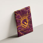 Brisbane Broncos Canvas Wall Art Gold Marble Pattern With Vibrant Topography Lines
