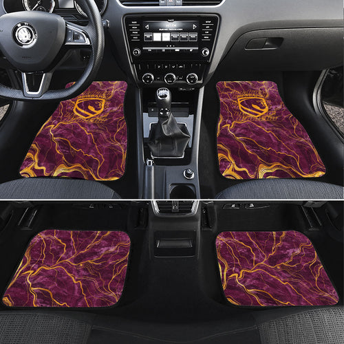 Brisbane Broncos Car Mats Gold Marble Pattern With Vibrant Topography Lines