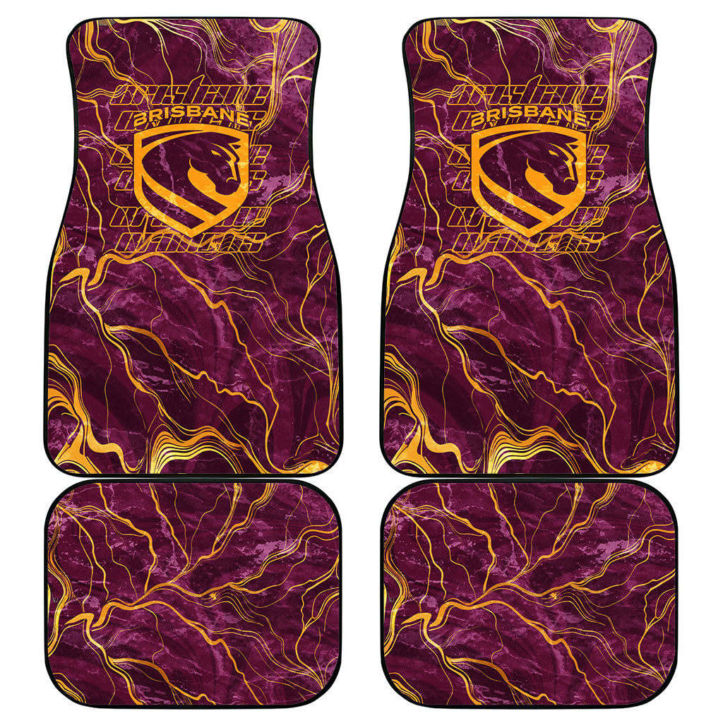 Brisbane Broncos Car Mats Gold Marble Pattern With Vibrant Topography Lines