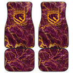 Brisbane Broncos Car Mats Gold Marble Pattern With Vibrant Topography Lines