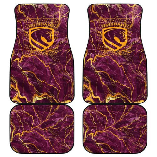 Brisbane Broncos Car Mats Gold Marble Pattern With Vibrant Topography Lines